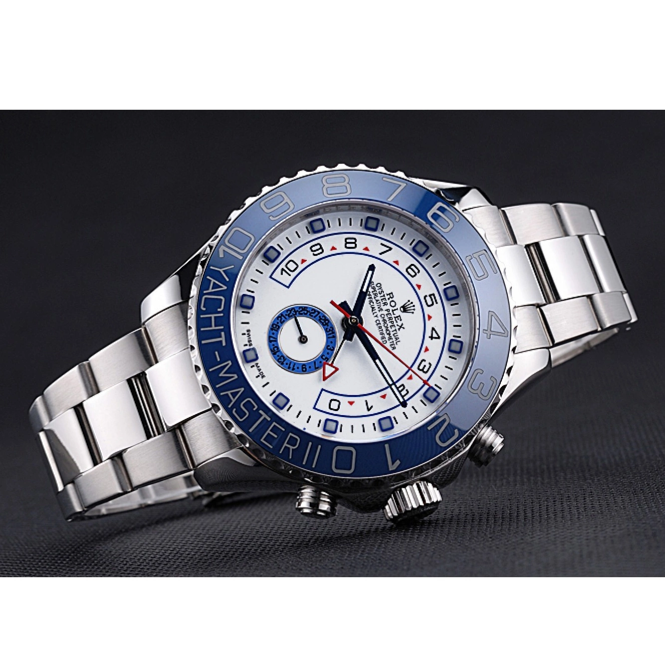 Aaa fake watches Stainless II Master White Yacht Bracelet Rolex Bezel Dial Blue 622269 Steel 0629